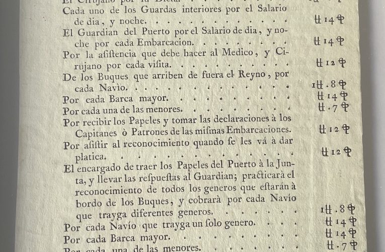 Aranceles médicos en Barcelona 1771
